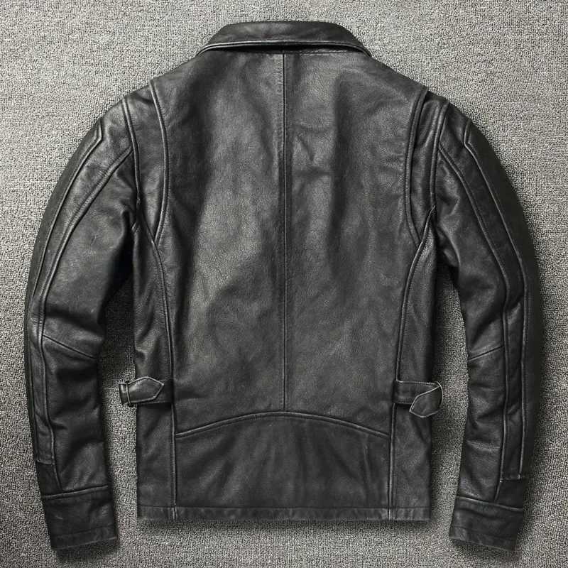 New Men Cowhide Coat Mens Genuine Leather Jacket Vintage Style Man Leather Clothes Motorcycle Biker Jackets Plus Size 134cm X250213