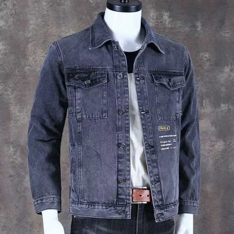 Mens Jean Coats High Quality Cargo Button Mens Denim Jacket One Piece Menswear Fashion Size L Loose Stylish Hot Winter 2024 G X250213