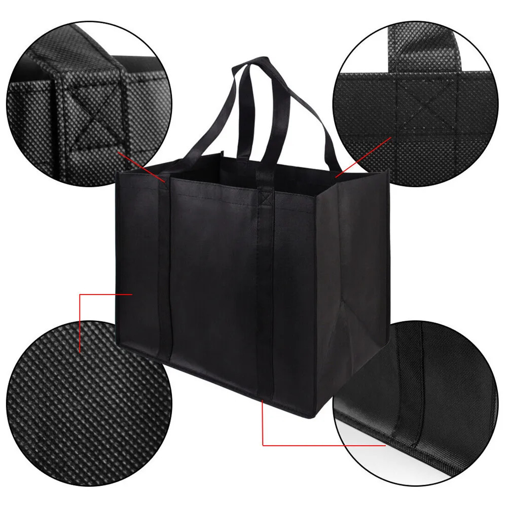 Women Handbag Simple EcoFriendly Grocery Heavy Duty Shopping Bags Lady Foldable Portable Large Capacity Black Bag 250121
