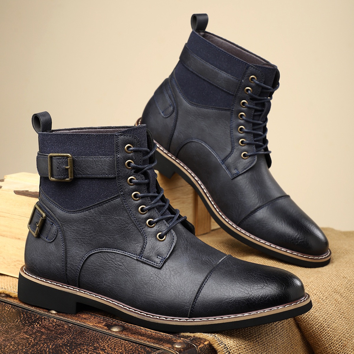 Quality Men Leather Autumn Winter High Top Shoes Business Casual New British Ankle Boots Big Size 7.5-13 240828