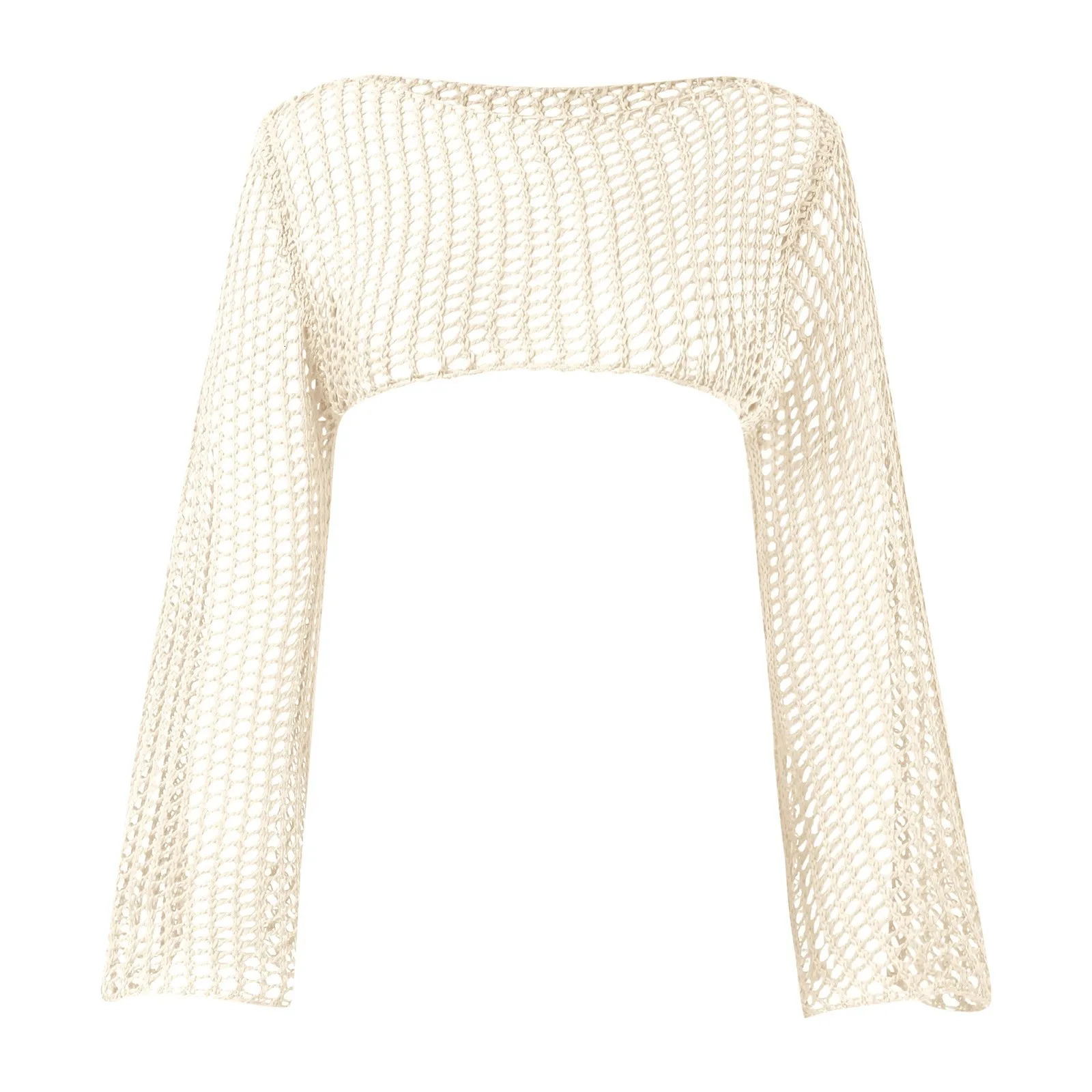 European Womens Knitted Sweater Korean Fall Sexy Cutout See Through Y2k Knitwear Autumn Long Sleeve Ultra Short Casual Pullover 250210