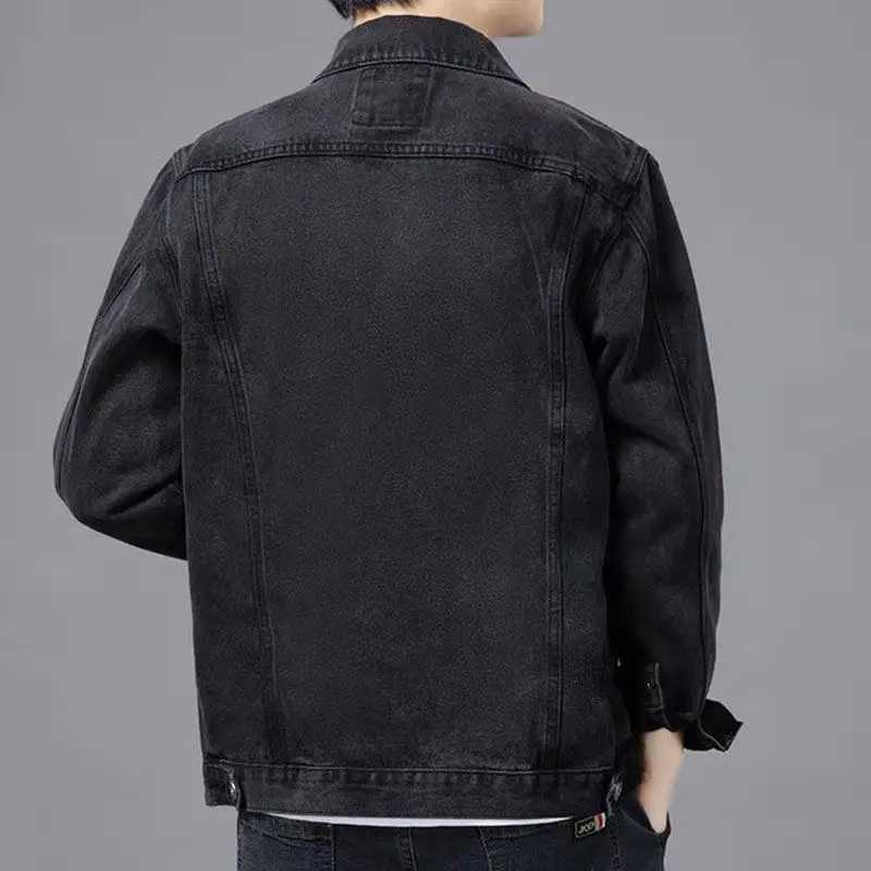 Mens apron cargo apron denim jacket mens black wool warm Lxury trend low-priced fabric Korean rock X250213