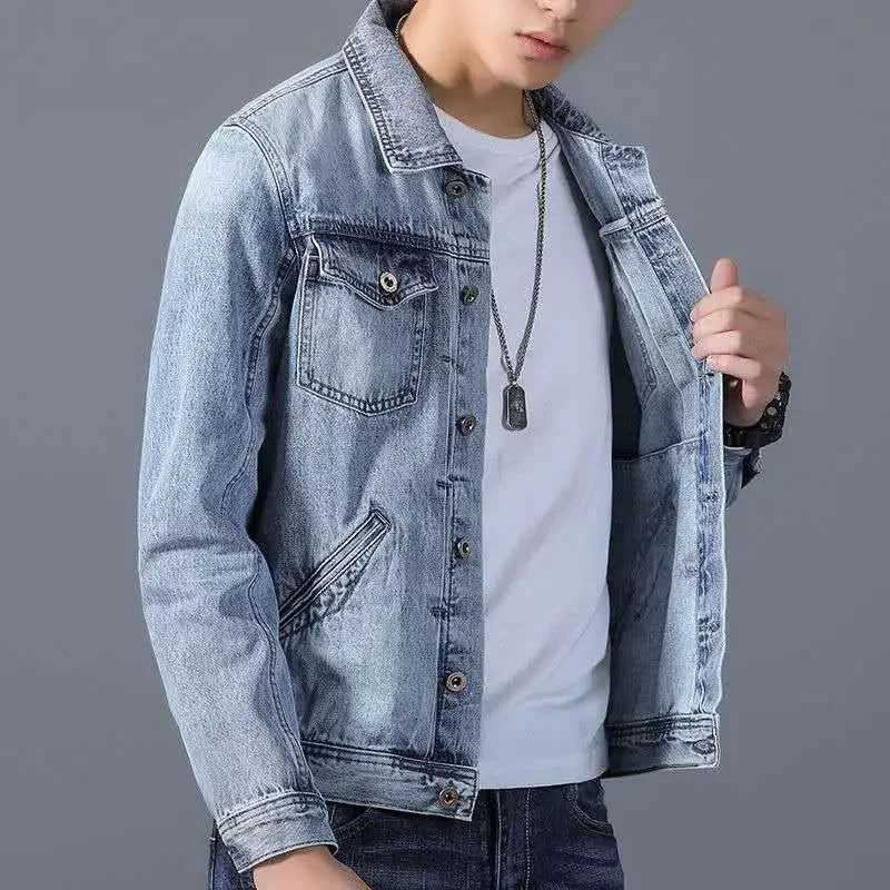 Denim Jackets Man Autumn Jeans Coat for Men Button Loose Designer on Board Washed Korea in Lowest Price G Big Size One Piece L S X250213