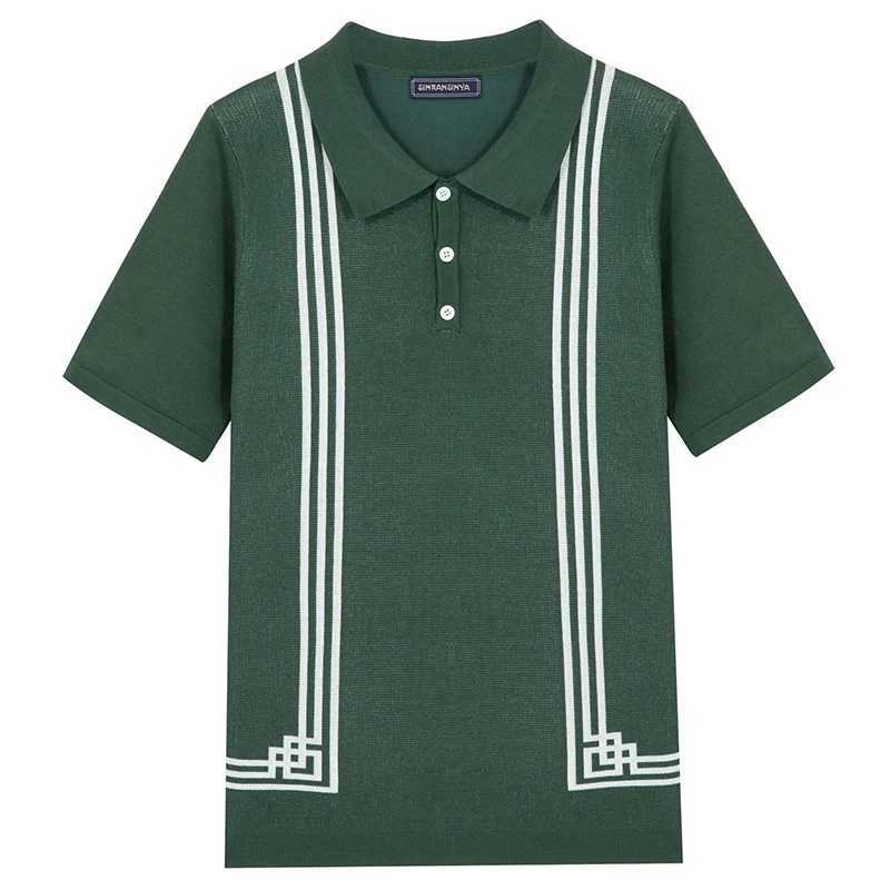 Summer Clothing Mens Luxury Knitted Short Sleeve Polo Shirt Retro Lapel Button-down Patchwork Fashion Business Leisure Knitwear X250213