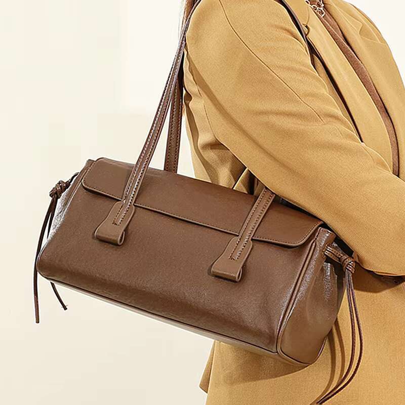 Toptrends Cow Genuine Leather Underarm Shoulder Bags For Women 2025 Designer Satchel Purses Pillow Tote Ladies Handbags