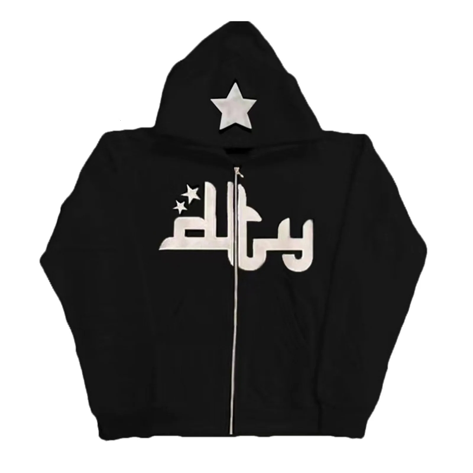 Zipper Hoodie Classic Hip Hop Hoodie Sportswear 4tune American Retro Street Outdoor Hoodie Star Letter Printing Y2k Hoodie 250210