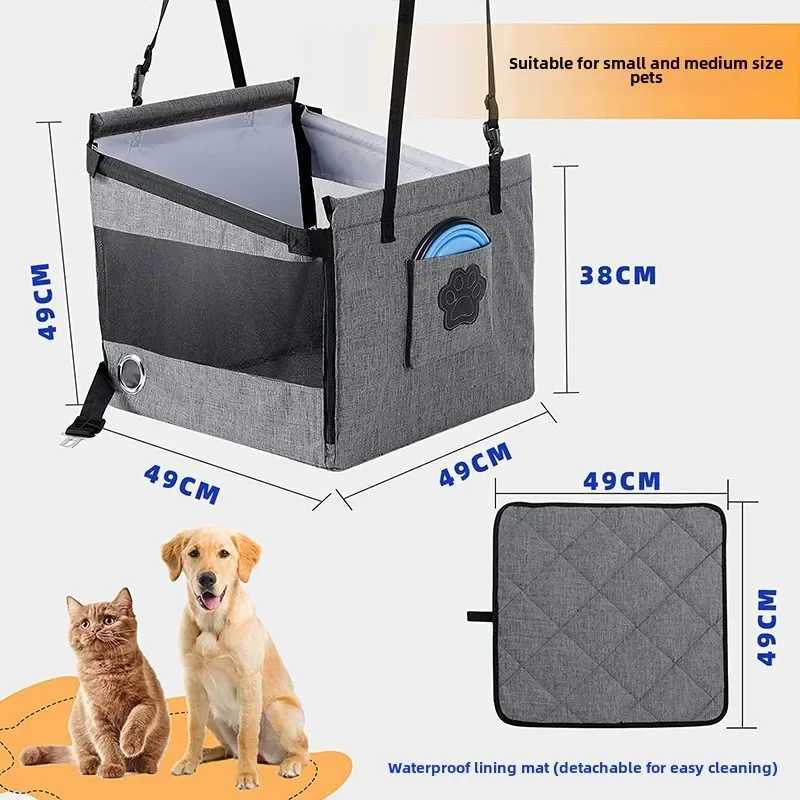 Dog Car Seat Covers Universal Car Pet Mat Dogs Basket Car Cover Travel Dog Mat Rear Half-seat Hammock with Hook Breathable Mesh Folding Dog Kennel H25