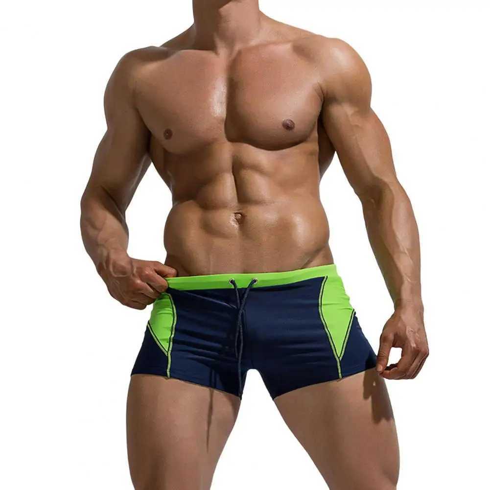 Plus Size Men Trunks Quick Dry Slim Contrast Color Bathing Boxers Surfing Water Sports Swimming Shorts Z260314