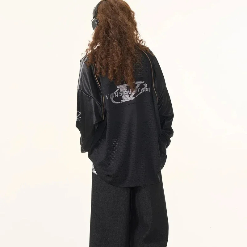Y2K Streetwear Retro Long Sleeve Clothes Letter Printed Plaid Loose Sweatshirt Men Women Hip Hop Punk Street Couple Tops 250206