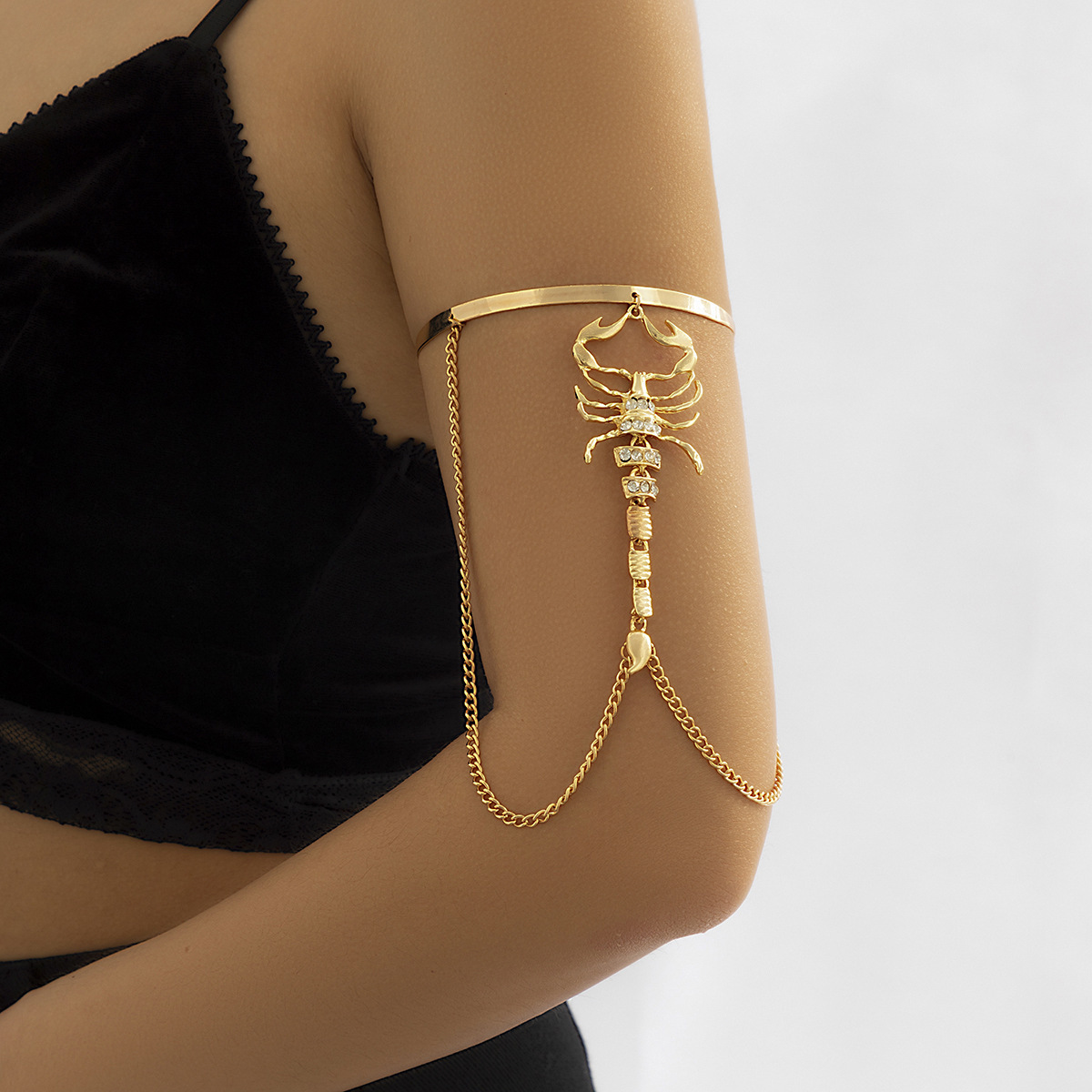 Woman Jewelry metal iron tassel chain dark black niche opening snake scorpion bracelet arm fashion ring
