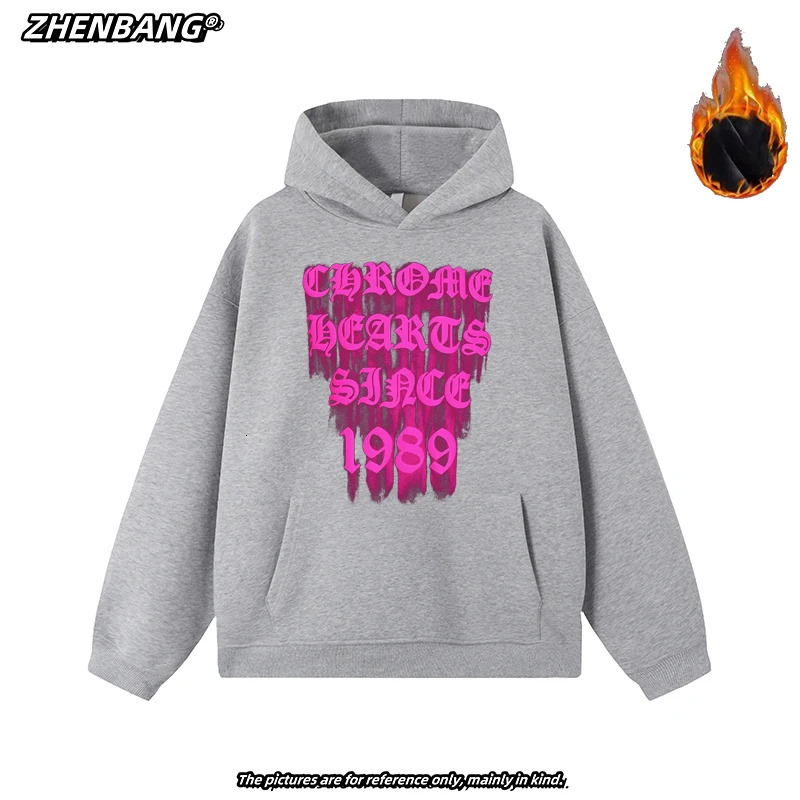 Autumn European and American Sanskrit Letter Printing Mens and Womens Pure Cotton Terry Hooded Sweater Street Hip Hop Hoodie 250210