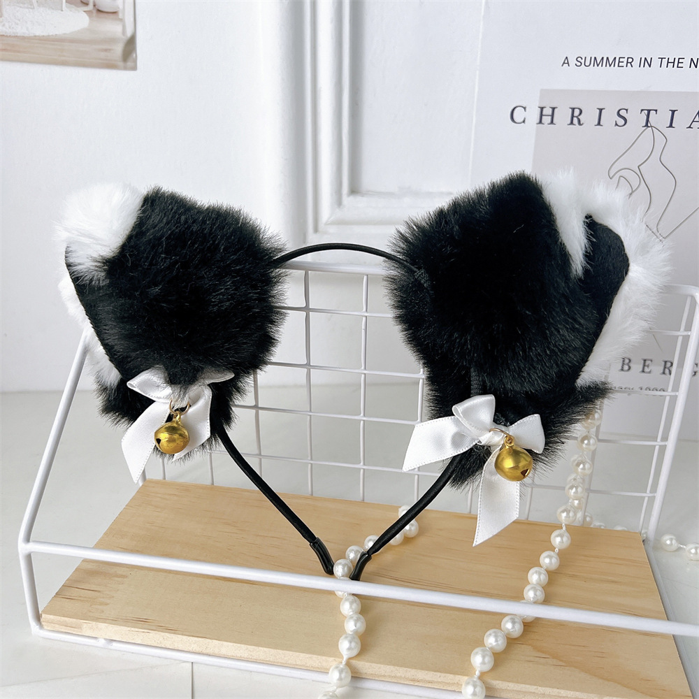 Cute Furry Cat Ear Headband with Bell for Fall Winter - Anime Character Cosplay Accessory
