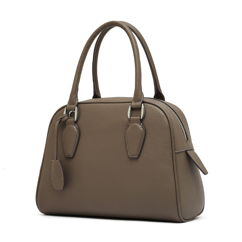 Bag New Top Layer Cowhide Minimalist Boston Bowling High-End Leather Women's Large Capacity Handbag Pillow Bag