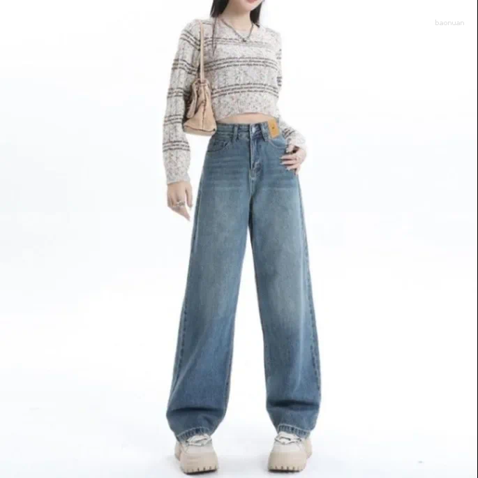 Women's Jeans Straight-Leg Loose-Fit Spring Autumn/Winter 2025 High-Waisted Slimming Petite Wide-Leg Dragging Pants