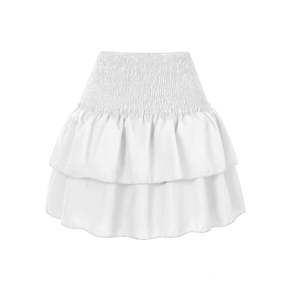 2025 European and American women's half pleated ruffle edge printed fashionable ral short skirt new casual fashion trend clothing