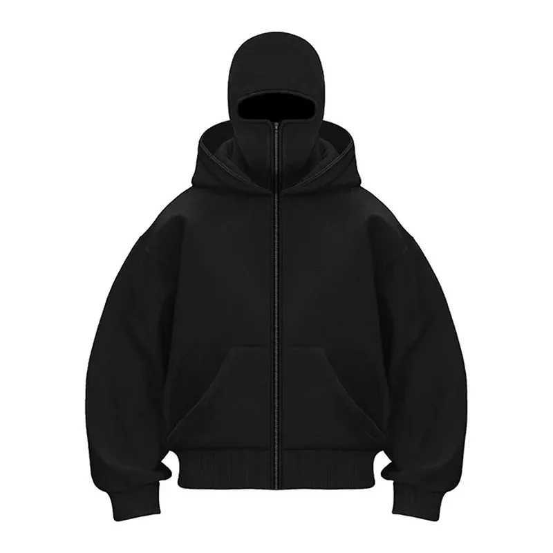2025 New design Hip Hop double hat match hoodie for men Y2k Harajuku Vintage Winter Coat Fashion strtwear couple sweatshirtC250213