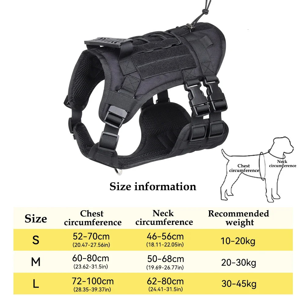 Large Dog Tactical Chest Strap Retractable Big Dogs Harness Collar for Dogs Tactical Pitbull Clothes Chest for Dog Accessories 250213