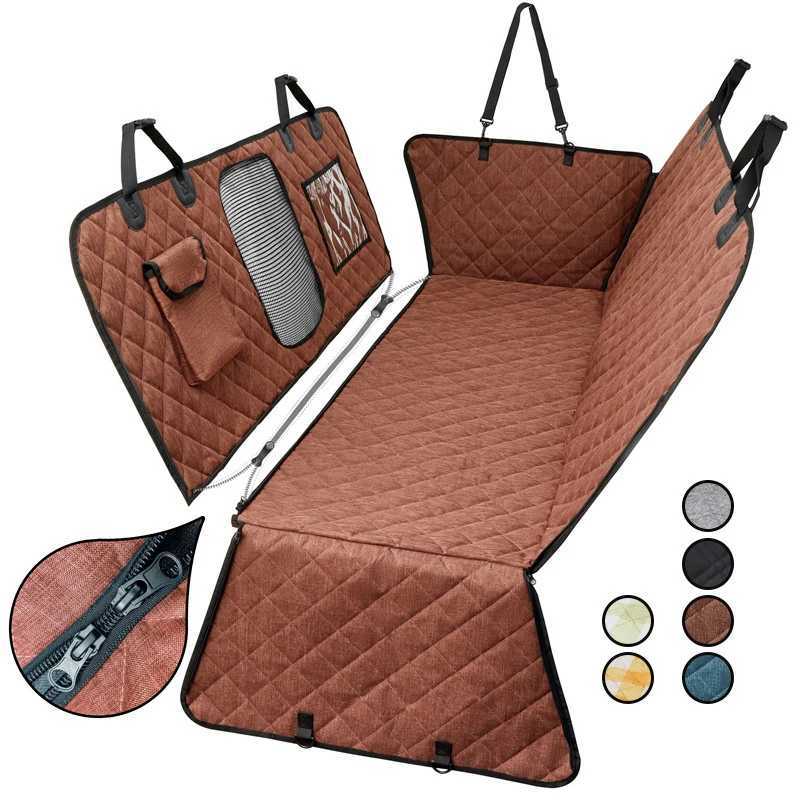 Dog Car Seat Covers Oxford Mesh Pet Carrier Dog Waterproof Rear Back Carrying Car Seat Cover Puppy Cats Hammock Cushion Protector With Zipper Pocket H