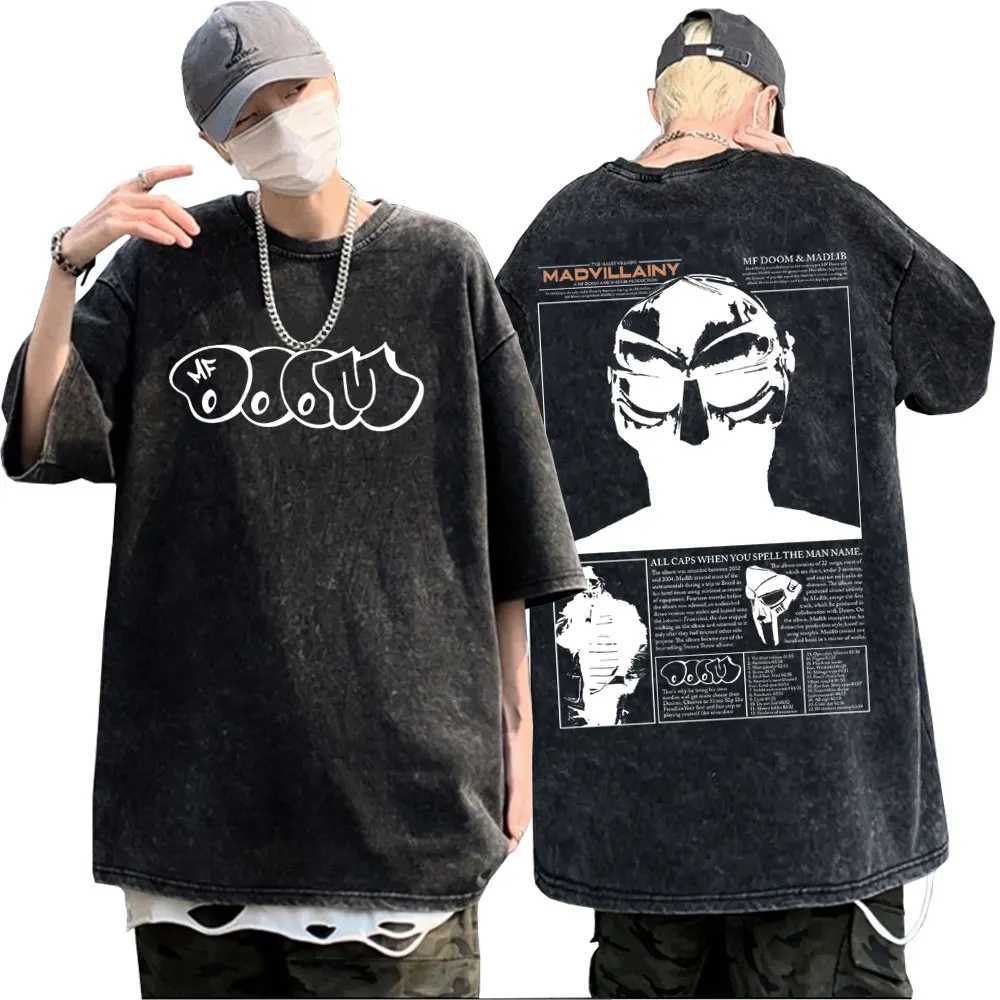 Washed Vintage Rapper Mf Doom Madvillainy The Illest Villains Graphic T-shirt Men Casual Oversized Tshirt Male Hip Hop Trend T X250213
