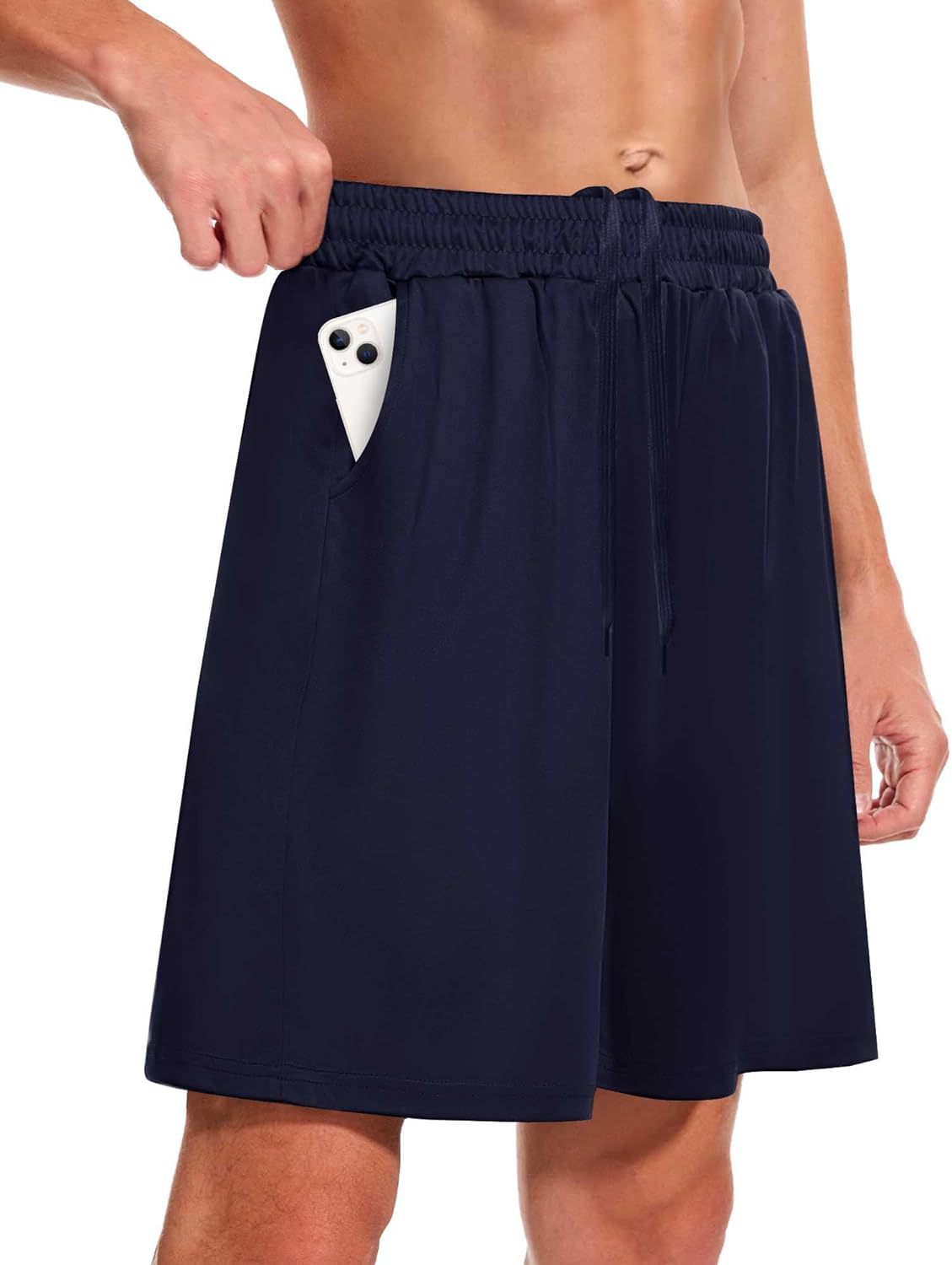 Men Outdoor Shorts Men's Summer Beach Shorts with Elastic Waistband Pockets for Fitness Running Solid Color Loose Fit Wide Leg