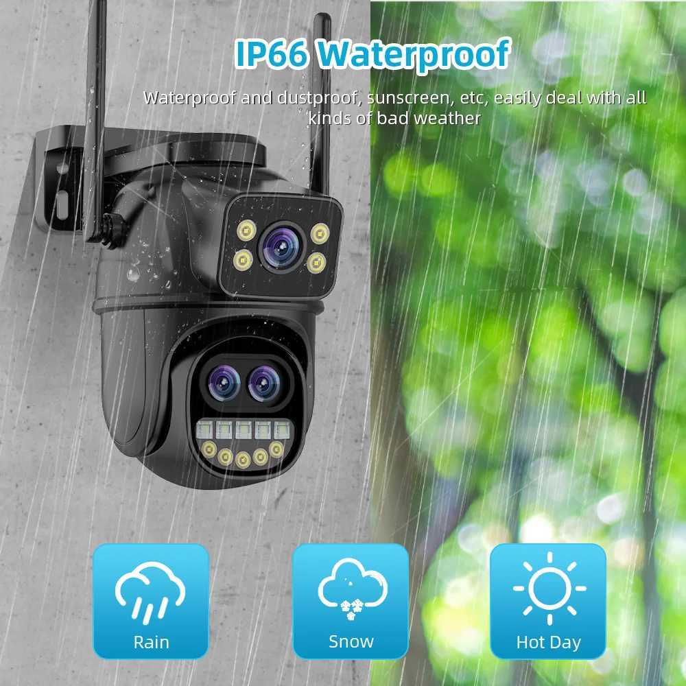 Smart Home Security System 9MP 5K HD WiFi IP Camera Outdoor 8x Zoom Three Lens Dual Screen PTZ Camera Auto Tracking Home Security CCTV Surveillance 4M
