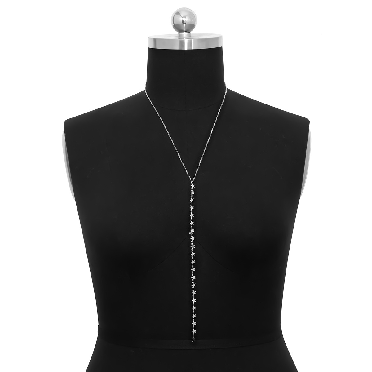 fashion Wind minimalist handmade metal necklace women's bikini chest geometric star tassel spicy girl back chain