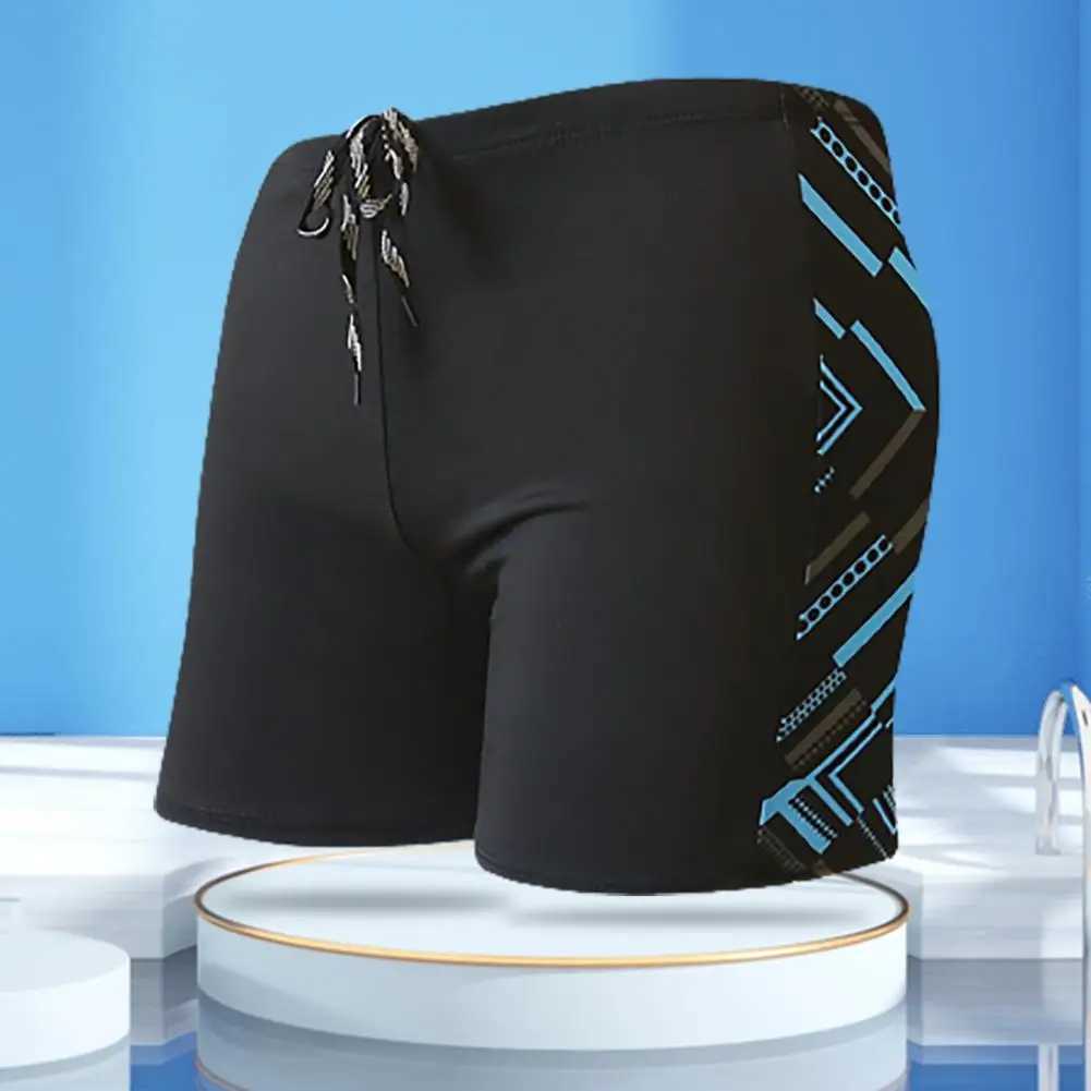 Swimwear Swimsuit Mid-rise Elastic Waistband Inner Drawstring Mens Adult Hot Spring Swimming Trunks Beachwear Z260314