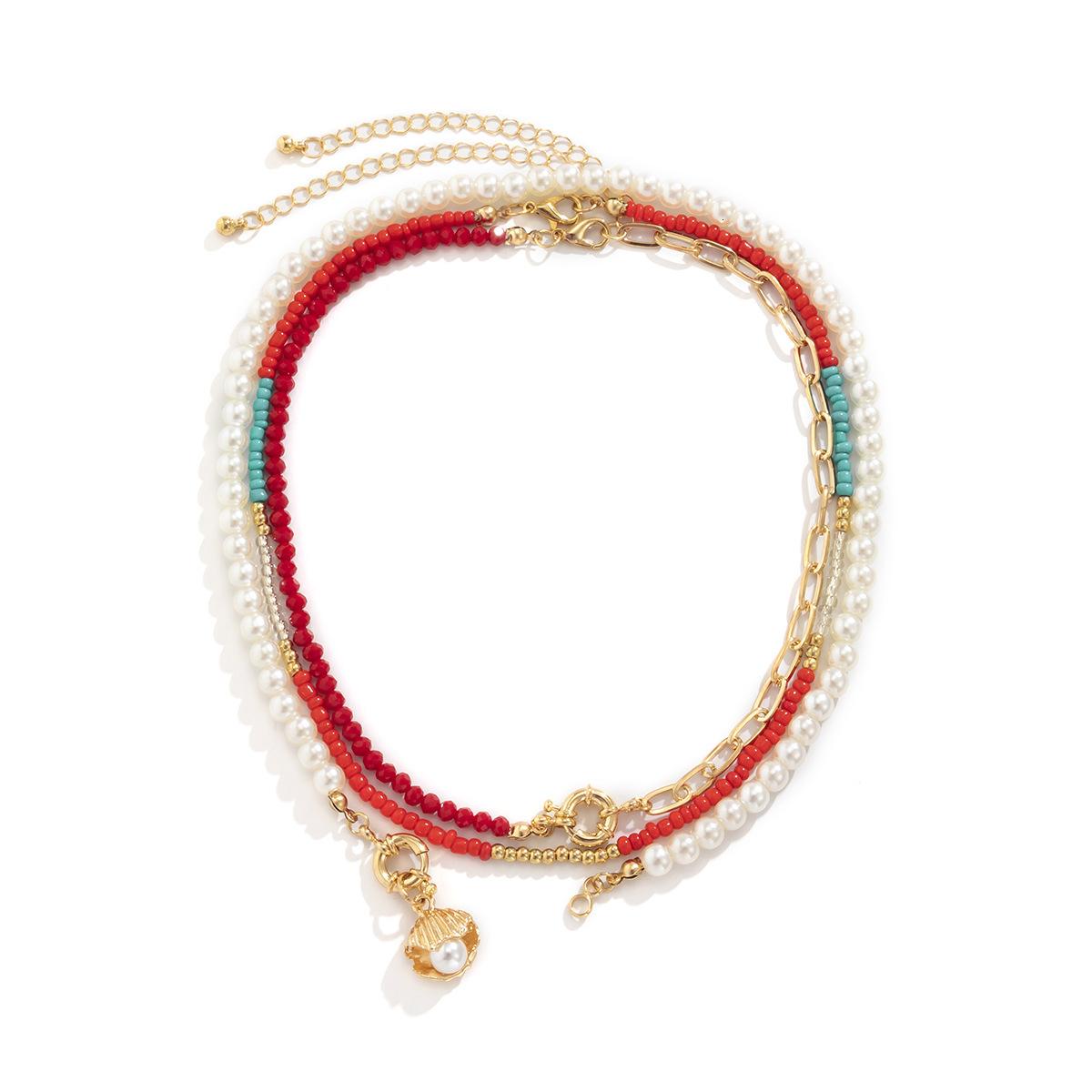 fashion Woman Jewelry niche splicing handmade woven for women's versatile shell imitation pearl pendant necklace decoration