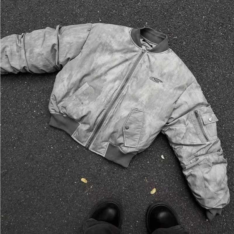 Retro wilderness style jacket with pleated design flying jacket baseball set cotton set American park hip-hop winter jacket X250213