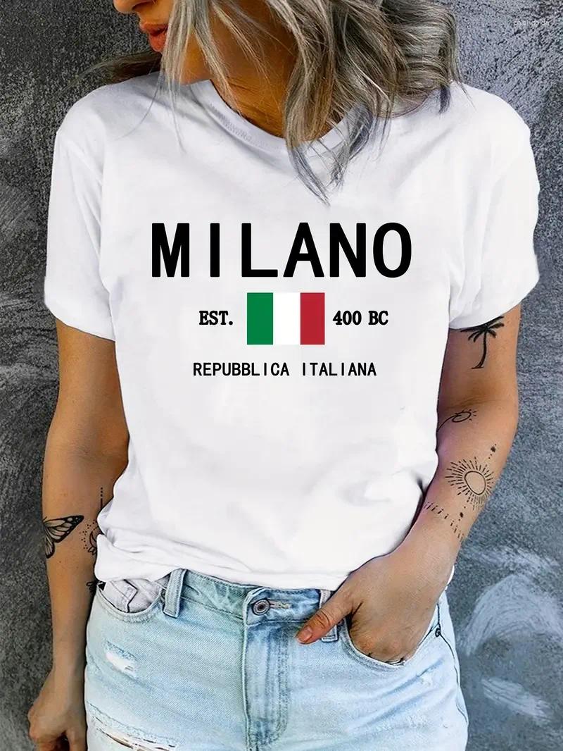 Womens T Shirts Italy Trend Summer Womens Cotton Print Streetwears Oversized Hip Hop Fashion Tees Cool Unisex Shirt