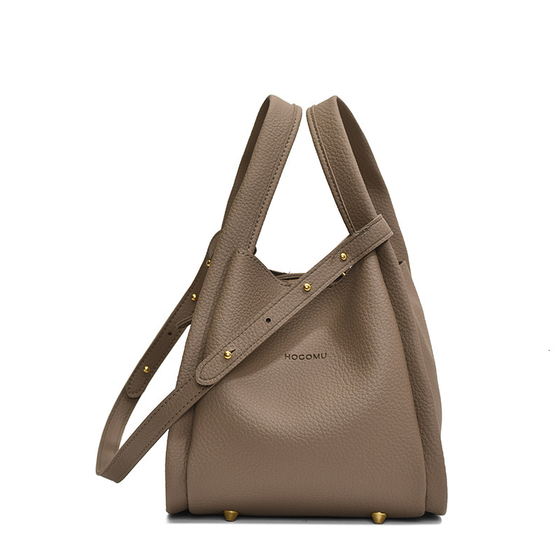 Lychee Pattern Bucket 2025 New Designer Women's Bag Light Luxury Simple Summer Shoulder Bag Two-piece Set Diagonal Cross Bag