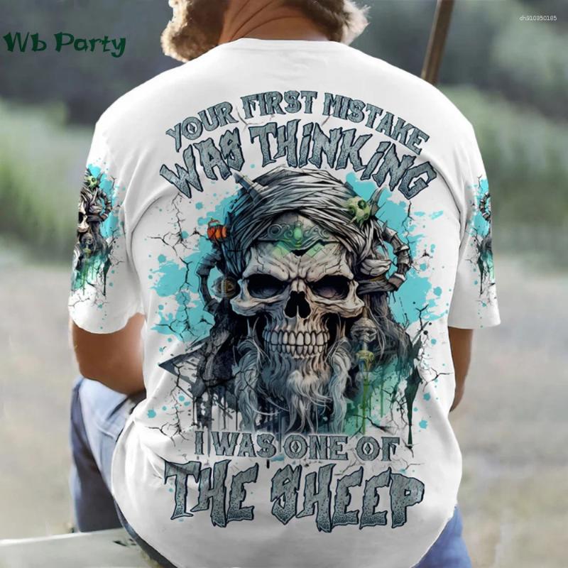Men's T Shirts Skull Pattern Back Print Clothes Men Graphic Tees Summer Designer Short Sleeve Tee