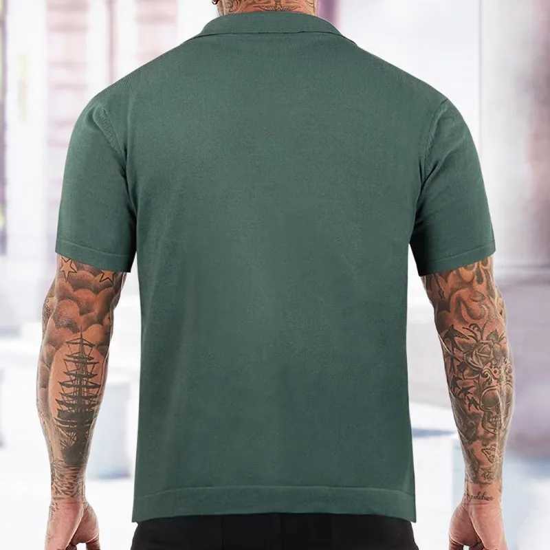 Summer Clothing Mens Luxury Knitted Short Sleeve Polo Shirt Retro Lapel Button-down Patchwork Fashion Business Leisure Knitwear X250213