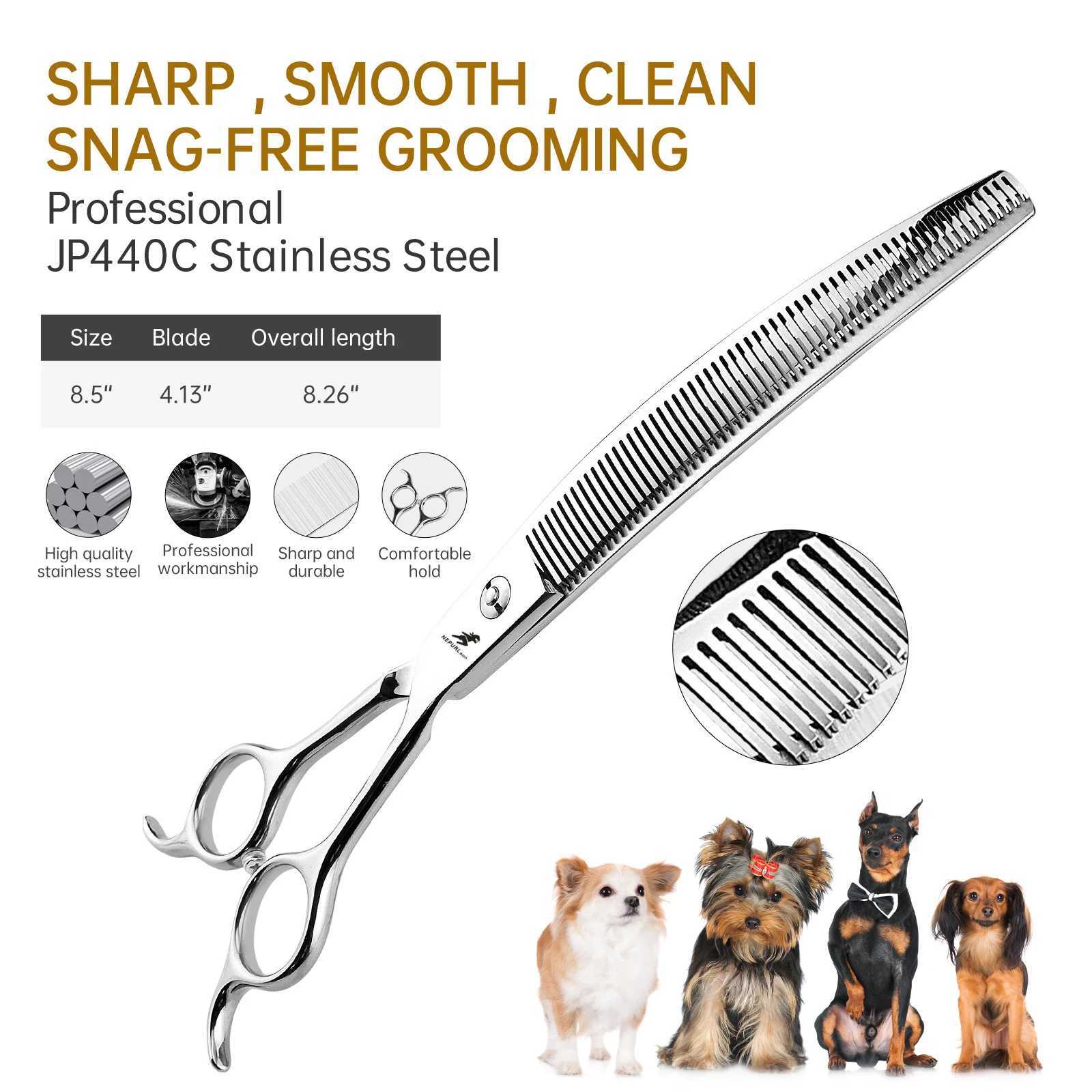 Others Dog Grooming Dog Grooming Scissors Japan Stainless 8 Professional Pet Scissors Curved Chunker Scissors for Groomer Bend Down Thinning Shears H2