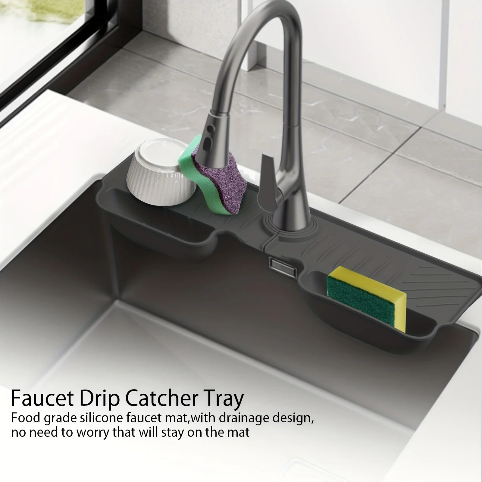 Silicone sink splash proof pad drainage tissue board for kitchen sink storage 250213