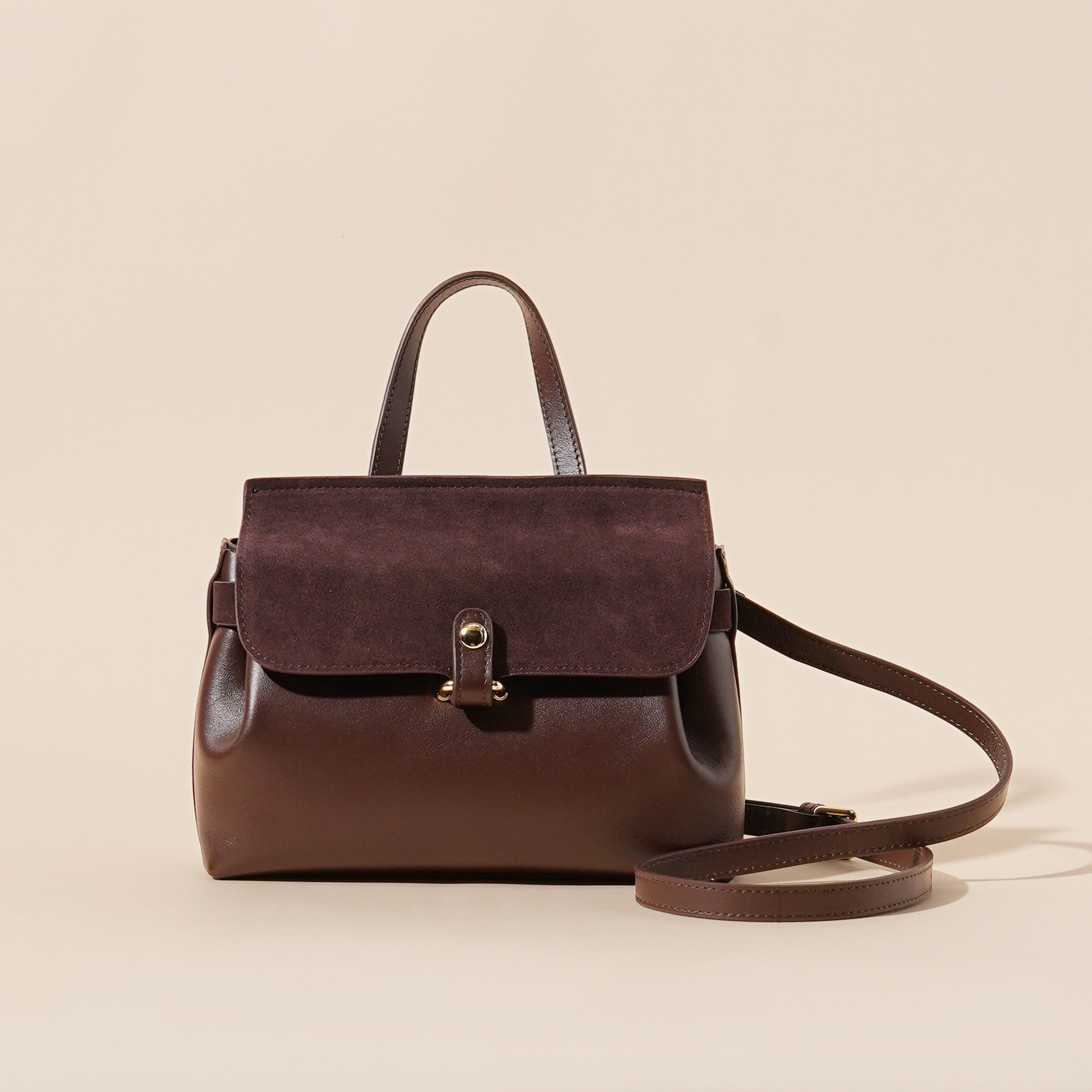 Bag Bag Autumn And Winter New 2024 Head Layer Cowhide Women's Hand Reverse Velvet Leather Simple Texture Commuter Lift Cross Shoulder Bag