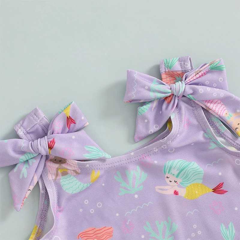 Toddler Girl Swimsuit Animal Print Sleeveless U-Neck Swimsuit Summer Baby Purple Bikini Swimsuit Z250214