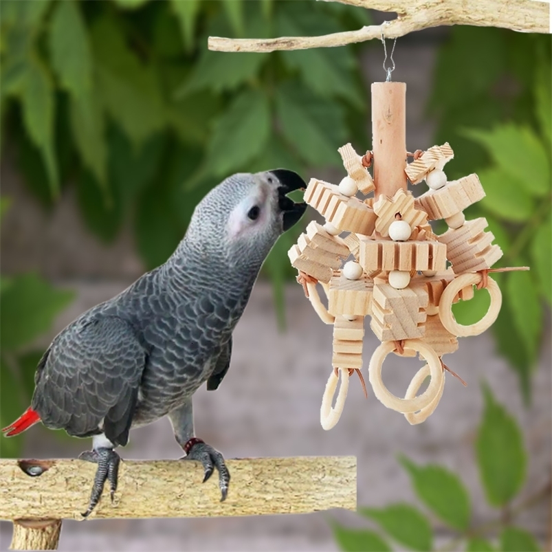 Large Parrot Toy Tearing Natural Wooden Blocks Bird Chewing Toy Parrot Cage Bite Toy Environmental Protection Bird Parrot Toy 250214