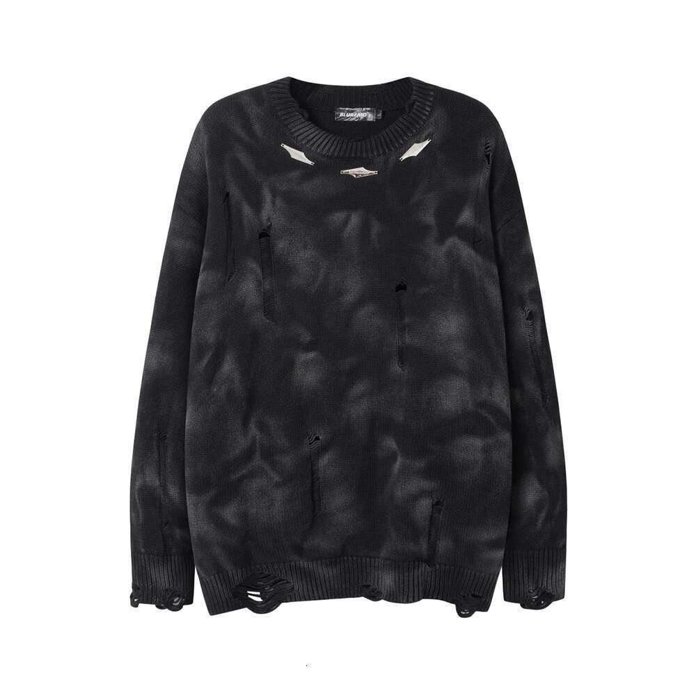 Retro Tie Dye Washed Autumn Men's And Women's Crew Neck Sweaters Long Sleeve Casual Baggy Knitted Clothes Oversized Pullover Top