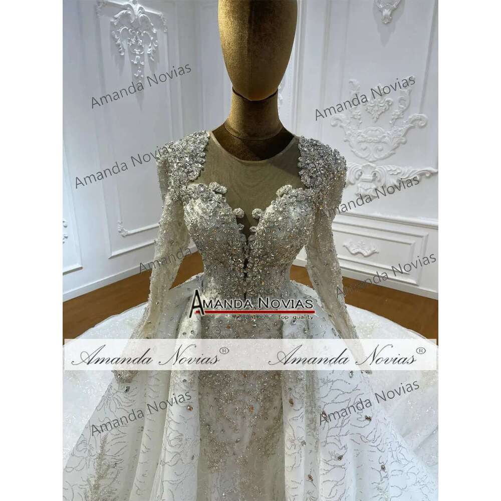 Custom Amanda New Design Long Sleeves 2 in 1 Mermaid Bridal Dress