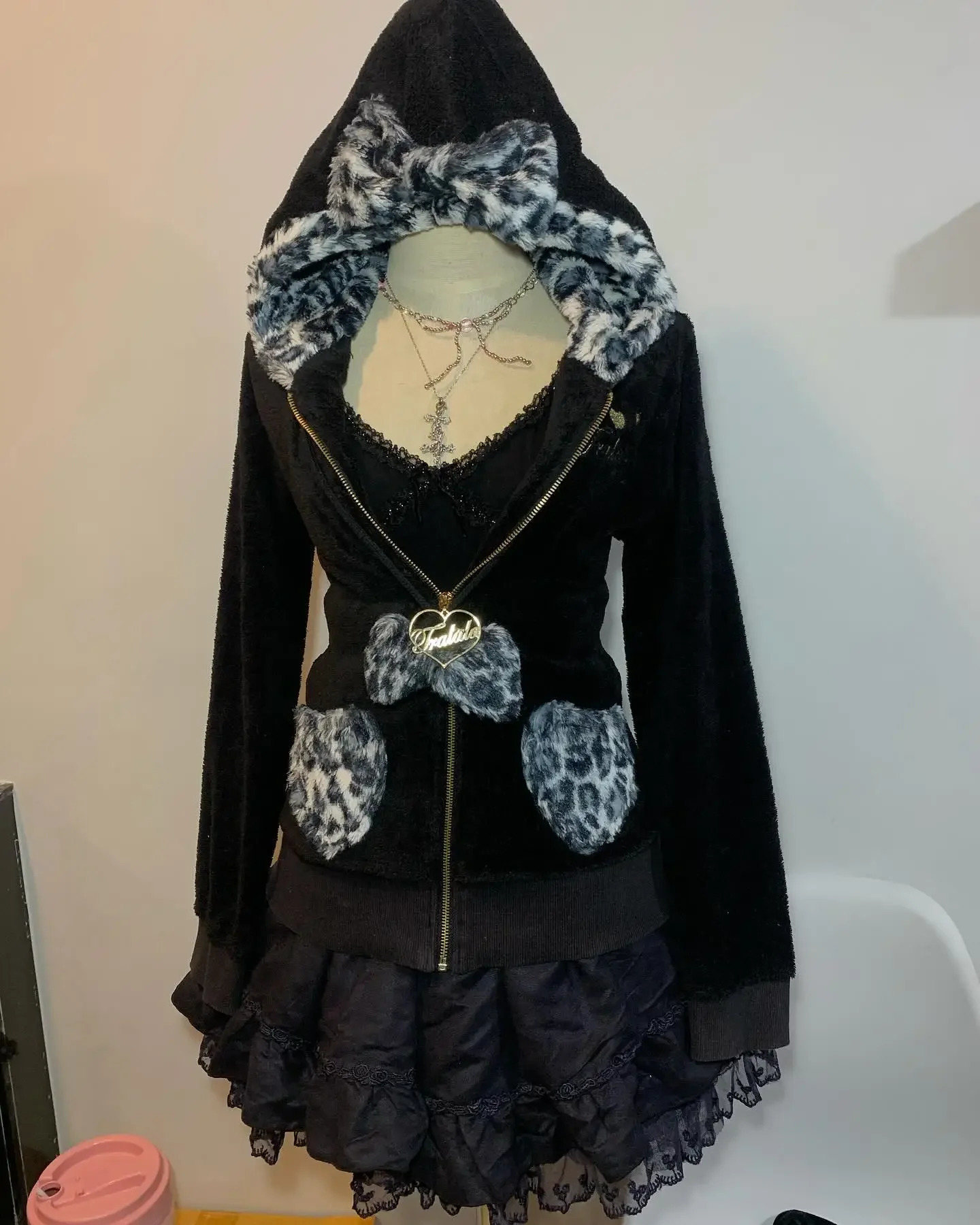 American Casual Fashion Y2K Womens Pullover Hoodie Plush Stitching Retro Leopard Print Trendy Warm Sweatshirt Sportswear Hoodies 250213