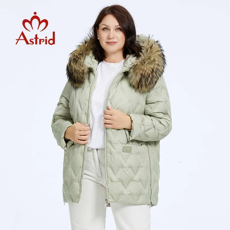 Astrid Women's Jacket Winter 2023 Plus Size Down Jackets Big Fur Collar Hooded Coat Women Parka Eming Female Clothing 10526