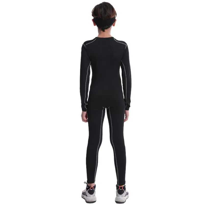 Kids Boy Sports Base Layer Compression 2 Pieces Set Quick Drying Thermal Underwear Running Suit Z250214