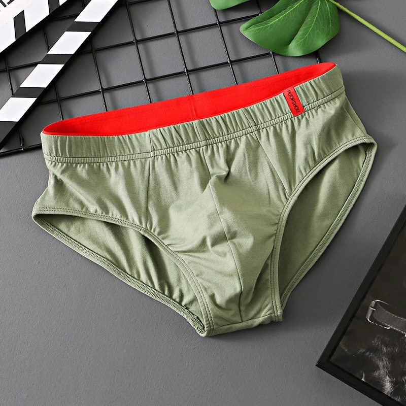 Solid Cotton Briefs Mens Convex Pouch Panties Youth Fasion Lingerie Low Rise Breathable Mens Comfortable Underwear Solid Color 250214