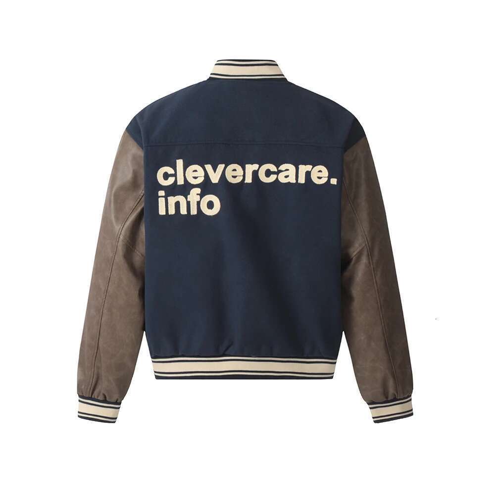 Vintage Letter Embroidery Color Match Windbreaker Jacket For Men And Women Stand Patchwork Winter Coat Oversized Thick Clothes