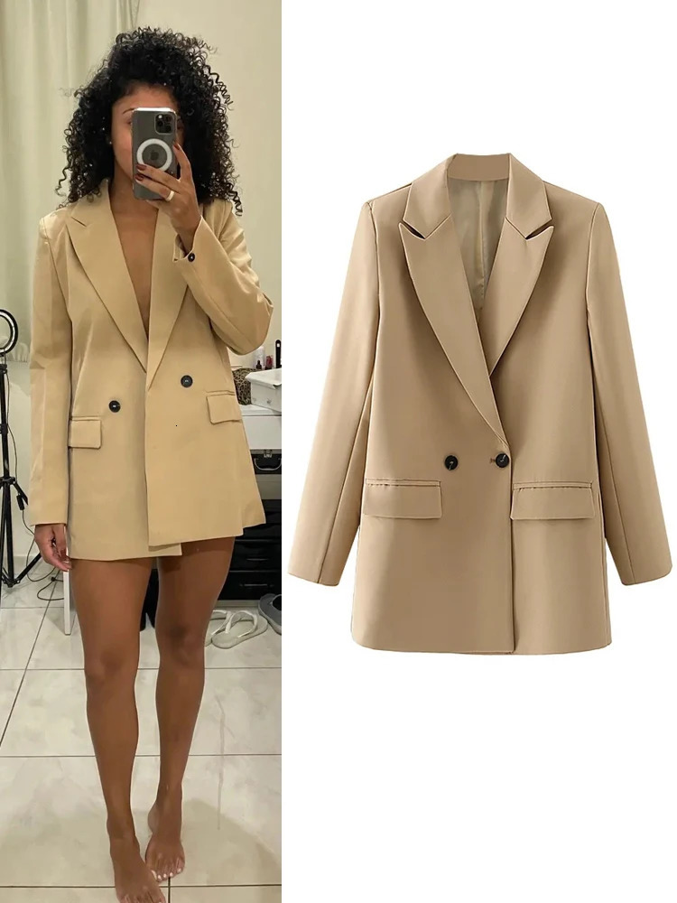 TRAF Blazer Woman Black Beige Khaki Blue Green Gray Women coat Fashion Office Wear Womens Blazers Jacket Outerwears 250213