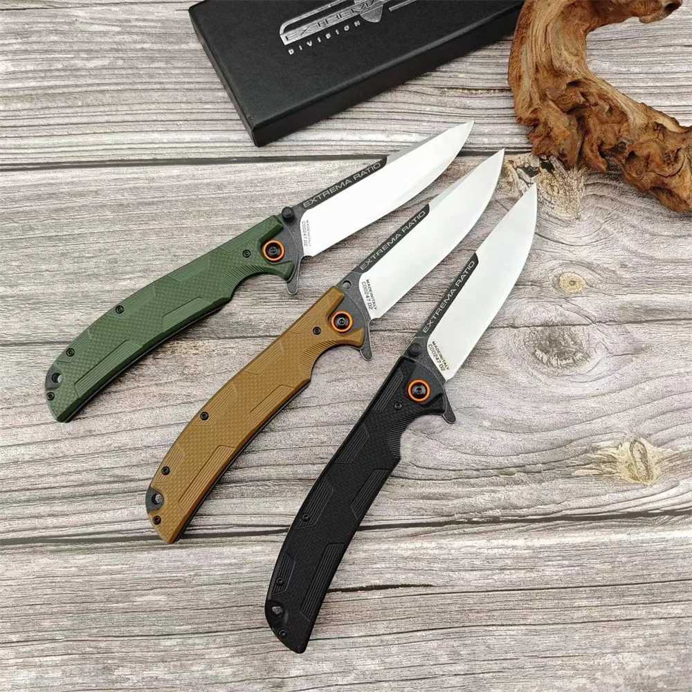 High Quality Extra Ratio Folding Knife D2 Blade G10 Hand Outdoor Hunting Cam Hiking Climbing Survival Tools Gift W250214