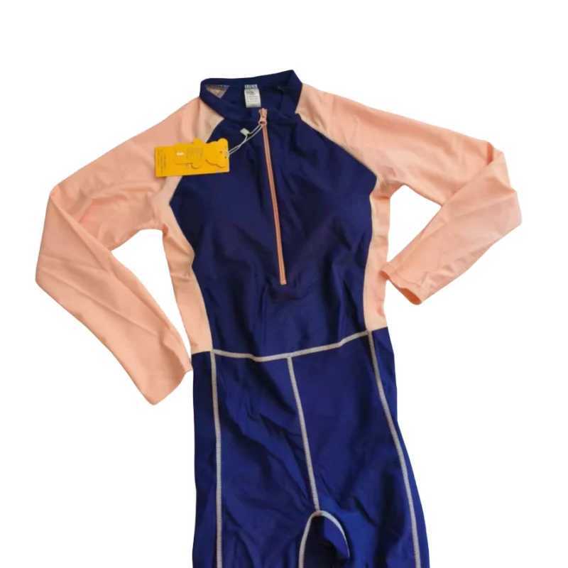 Girls Swimwear Rash Guard Bathing Suit One Piece Girl Fused Swimsuits Sports Teenagers Long Sleeves Wetsuit Beach Holiday Z250214