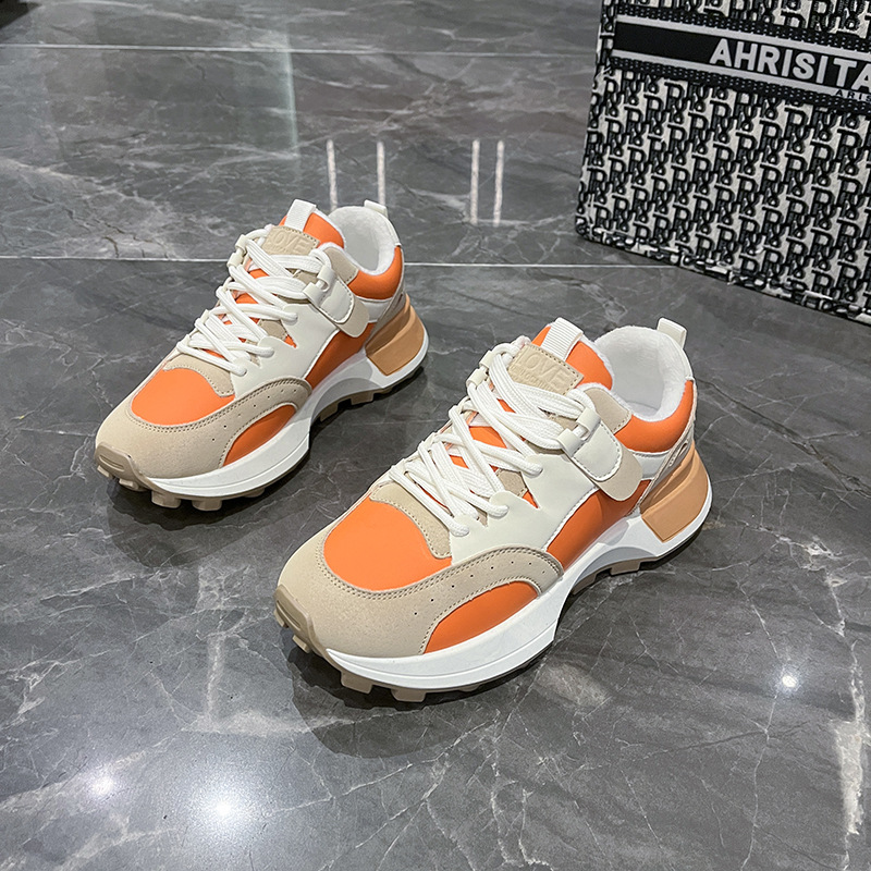 Women Sports Shoes Thick Sole Anti-slip Design Plus Size Versatile Running Sneakers Triple Blue Orange