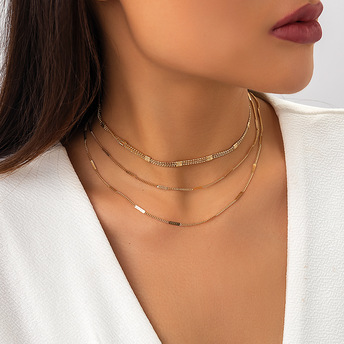 women Jewelry sexy layered metal body simple and cool style neck chain niche necklace